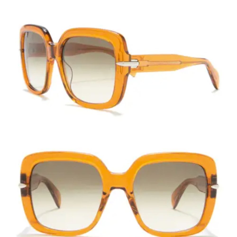 Rag & Bone Square 56mm Oversized Sunglasses with Orange / Brown Frame